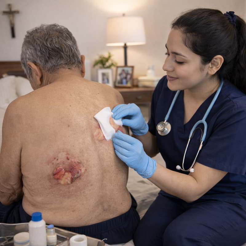 Tratamiento de LPP y escaras a domicilio en paciente adulto mayor